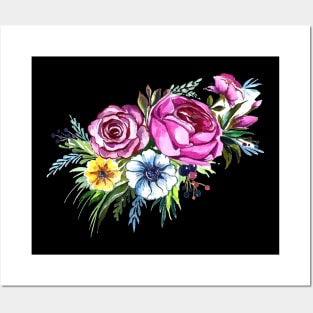 Decorative Colorful Hand Drawn Flowers Posters and Art
